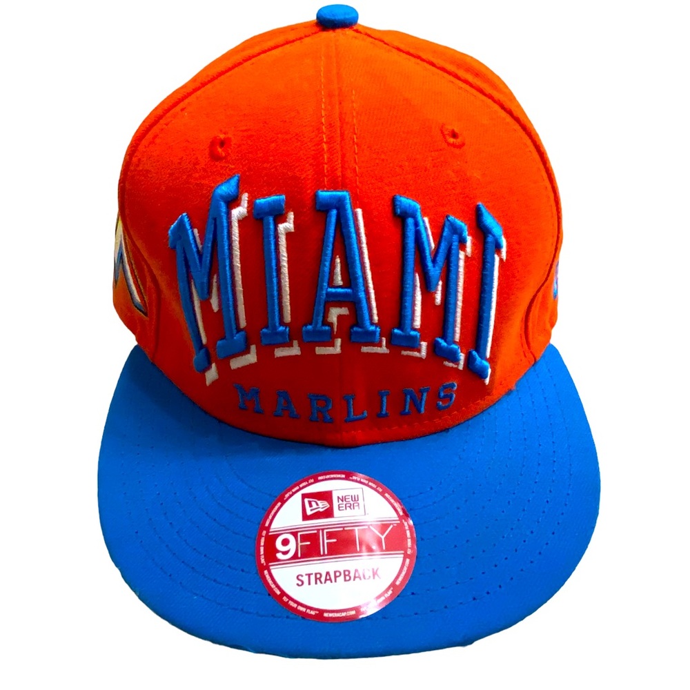 New Era Orange Miami MARLINS Florida Strap Back Baseball Hat MINTY MLB 9Fifty